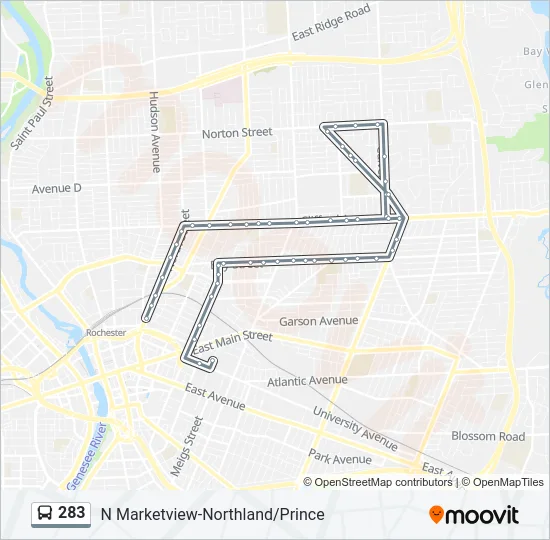 283 Bus Line Map
