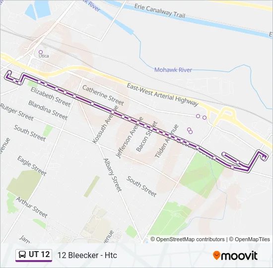 UT 12 Bus Line Map