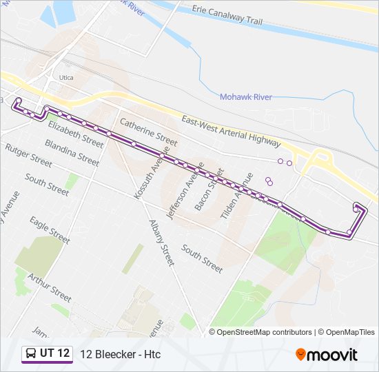 UT 12 bus Line Map