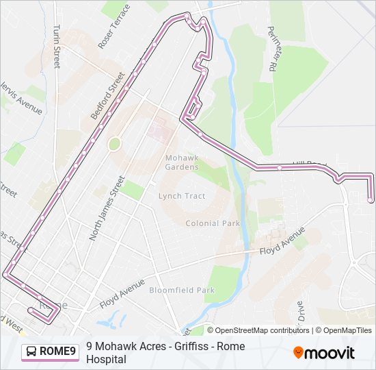Mapa de ROME9 de autobús