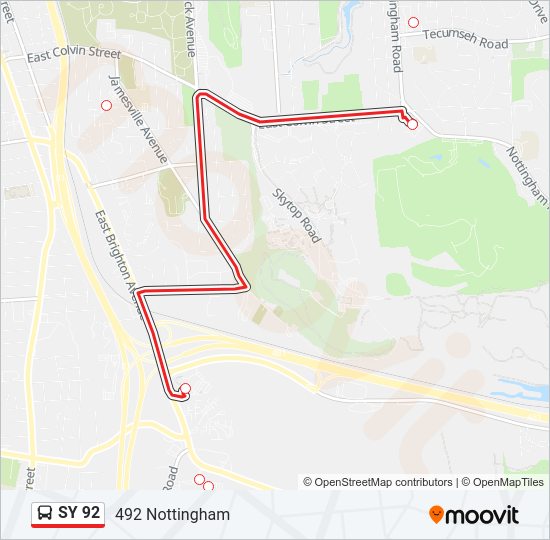 SY 92 bus Line Map