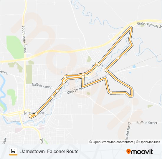 Mapa de FALCONER ROUTE de autobús