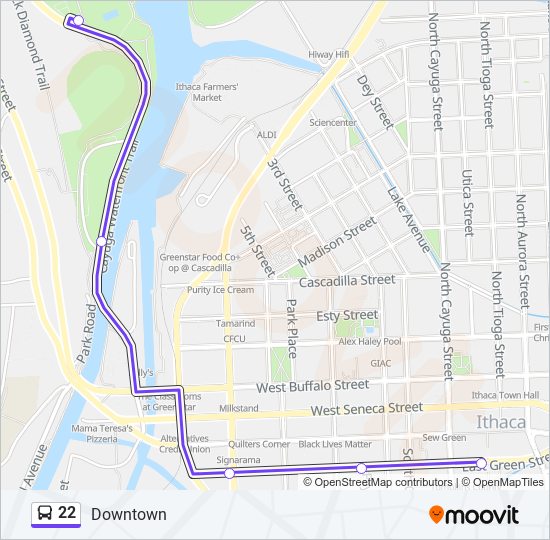 22 bus Line Map