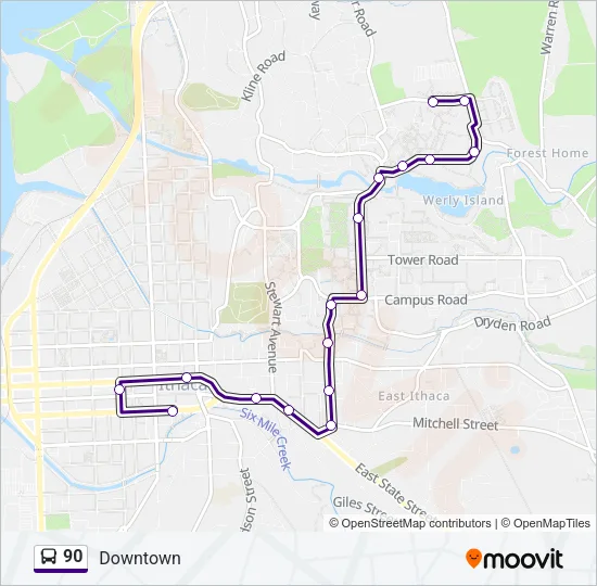 90 Bus Line Map