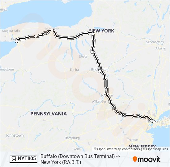 Mapa de NYT805 de autobús