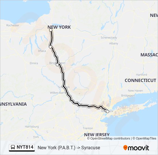 Mapa de NYT814 de autobús