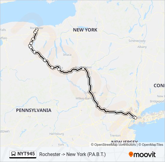 Mapa de NYT945 de autobús