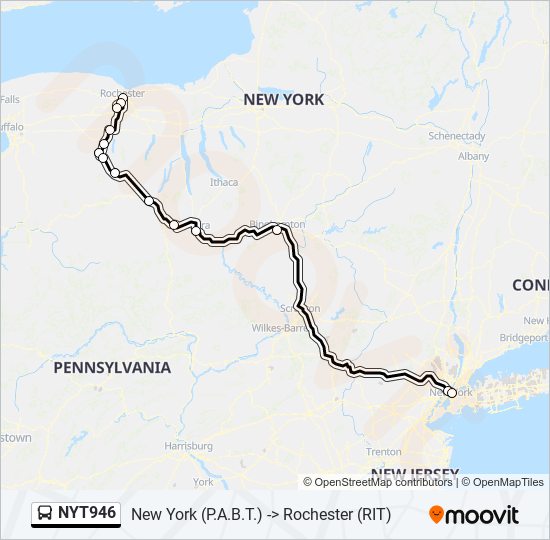 Mapa de NYT946 de autobús