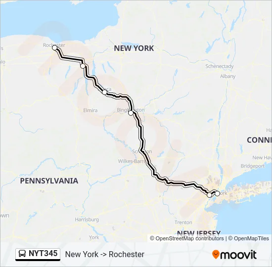 NYT345 Bus Line Map