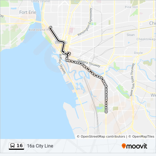 Nfta Bus Routes Map 16 Route: Schedules, Stops & Maps - 16B Buffalo-Niagara Medical Campus  (Updated)