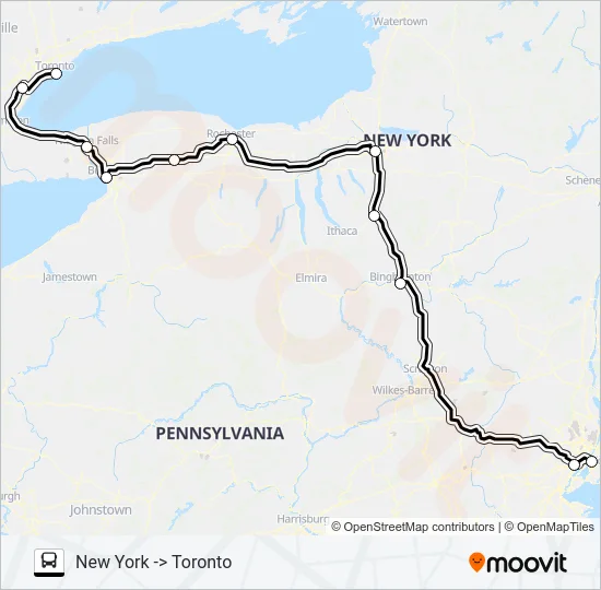 NEW YORK TRAILWAYS 306 Bus Line Map