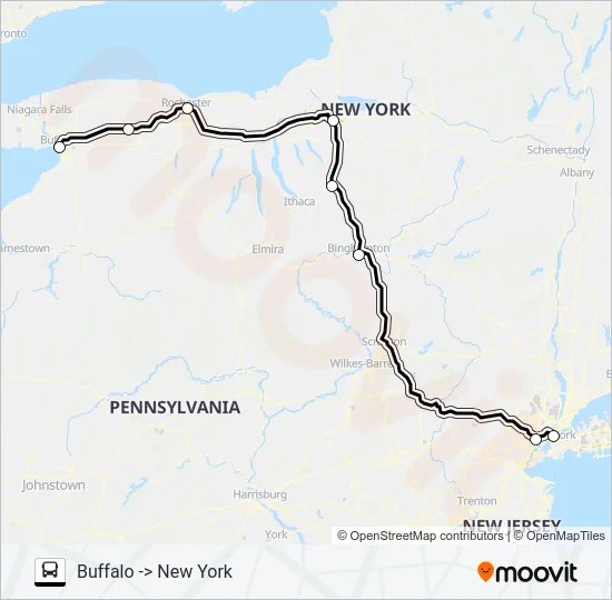 NEW YORK TRAILWAYS 310 Bus Line Map