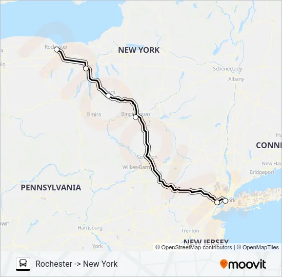 NEW YORK TRAILWAYS 215 Bus Line Map