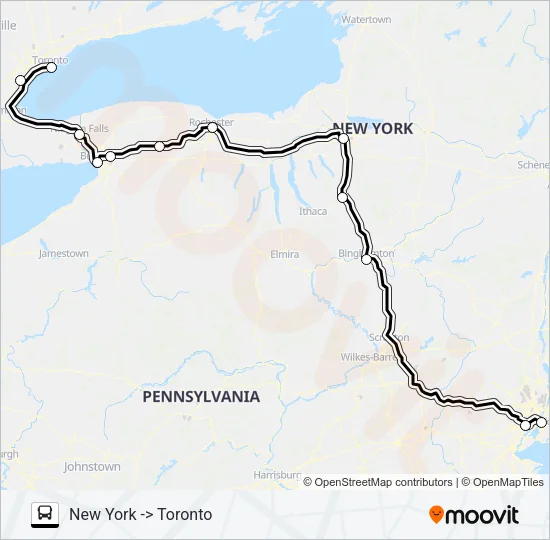 NEW YORK TRAILWAYS 809 Bus Line Map