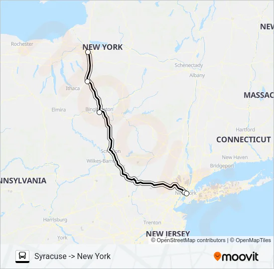 NEW YORK TRAILWAYS 814 Bus Line Map