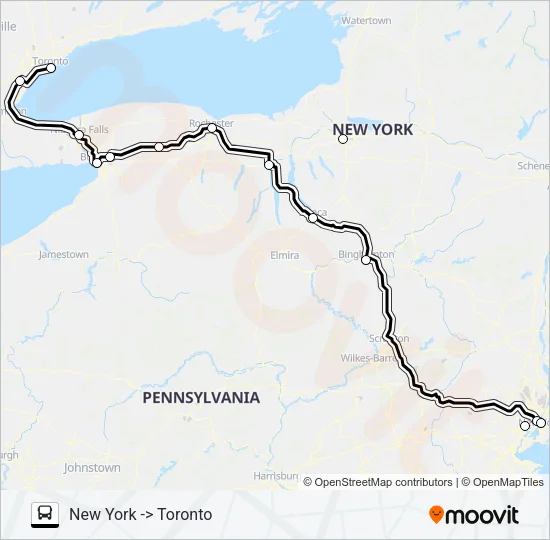 NEW YORK TRAILWAYS 806 Bus Line Map