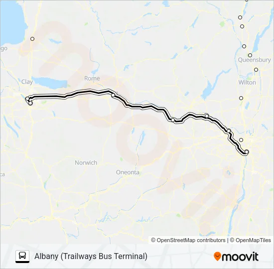 ADIRONDACK TRAILWAYS 253F Bus Line Map