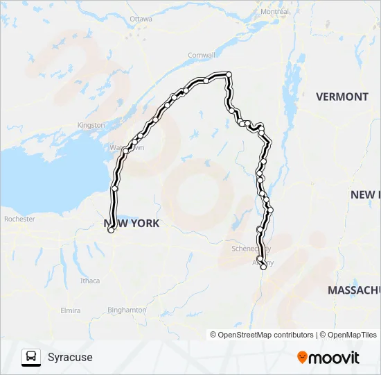 ADIRONDACK TRAILWAYS 253F Bus Line Map
