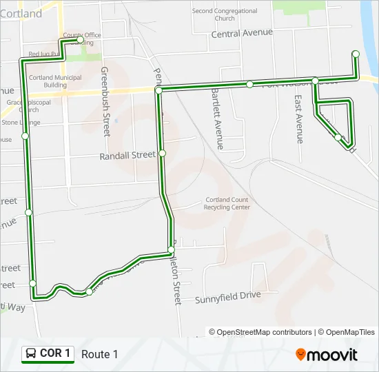 COR 1 Bus Line Map