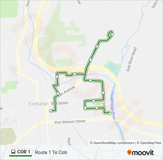 COR 1 Bus Line Map