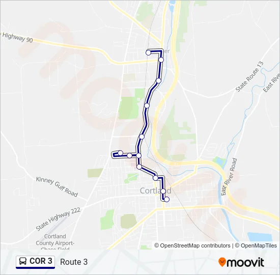 COR 3 Bus Line Map