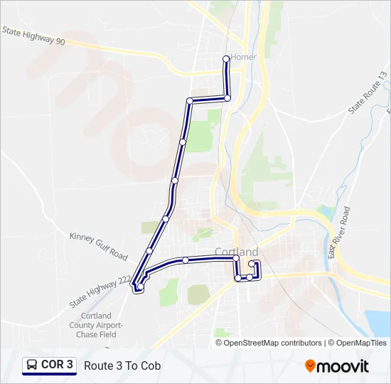 COR 3 Bus Line Map