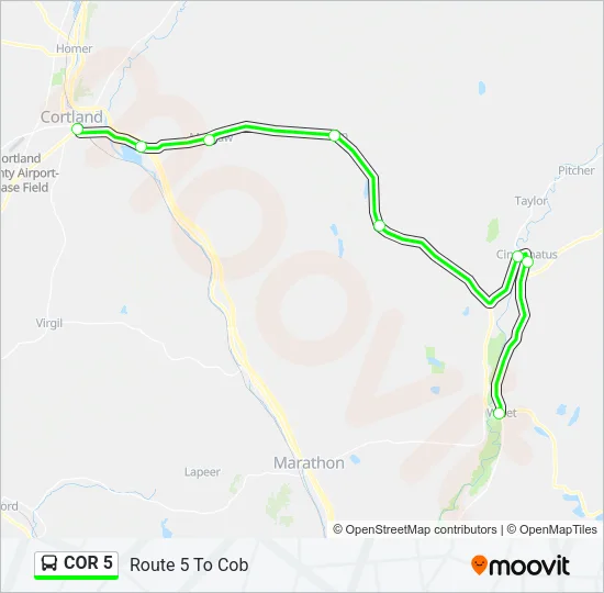 COR 5 Bus Line Map