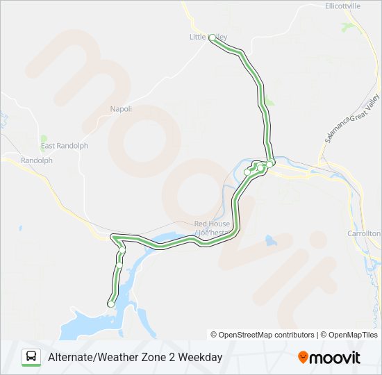 ALTERNATE/WEATHER ZONE 2 WEEKDAY Bus Line Map