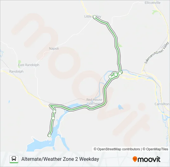 ALTERNATE/WEATHER ZONE 2 WEEKDAY Bus Line Map