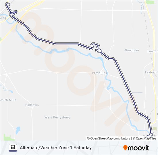 ALTERNATE/WEATHER ZONE 1 SATURDAY Bus Line Map