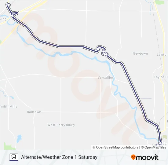 ALTERNATE/WEATHER ZONE 1 SATURDAY Bus Line Map