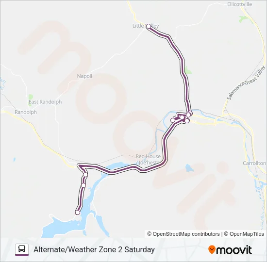 ALTERNATE/WEATHER ZONE 2 SATURDAY Bus Line Map