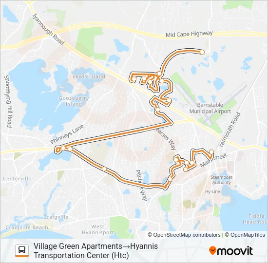 HYANNIS CROSSTOWN Bus Line Map