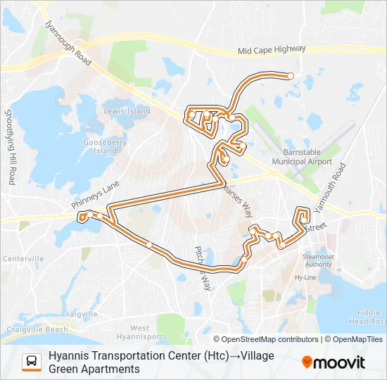 HYANNIS CROSSTOWN Bus Line Map
