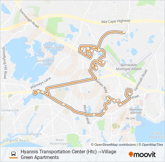Mapa de HYANNIS CROSSTOWN de autobús