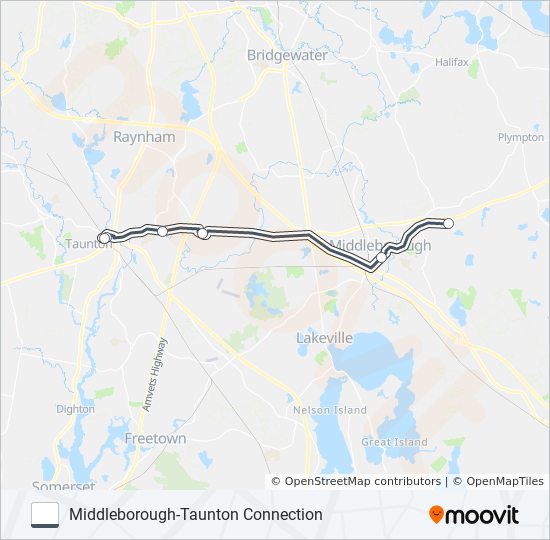 MIDDLEBOROUGH-TAUNTON CONNECTION bus Line Map