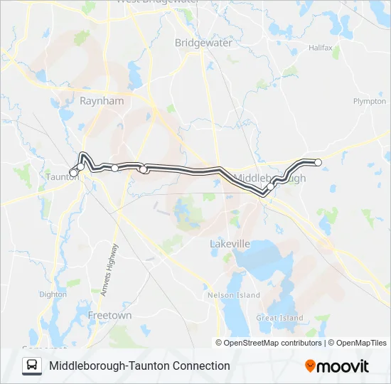 MIDDLEBOROUGH-TAUNTON CONNECTION Bus Line Map