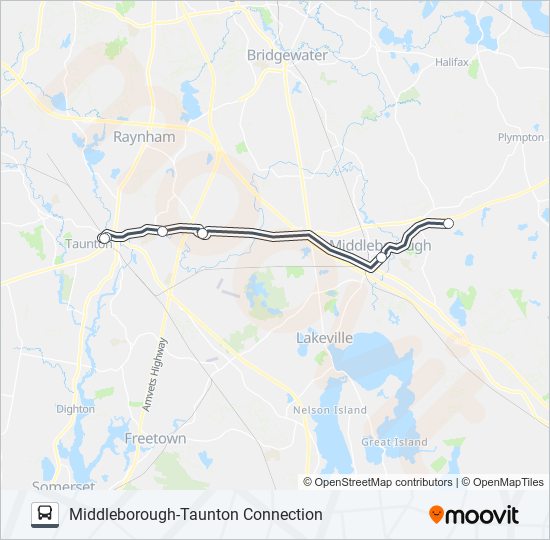 MIDDLEBOROUGH-TAUNTON CONNECTION bus Line Map