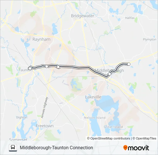 MIDDLEBOROUGH-TAUNTON CONNECTION Bus Line Map