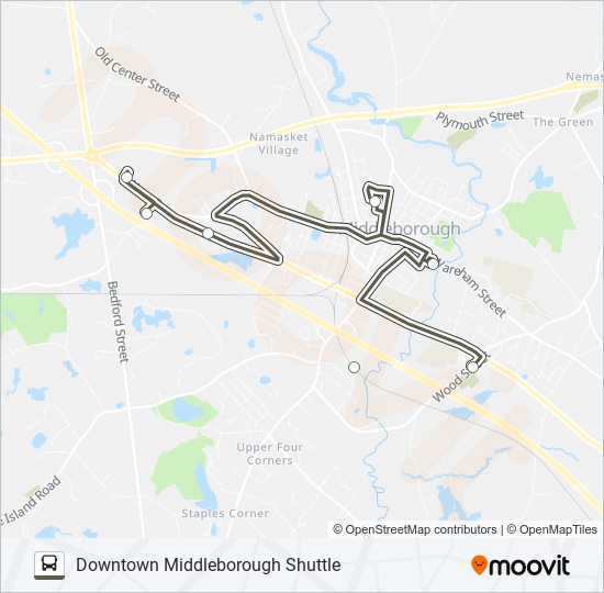 DOWNTOWN MIDDLEBOROUGH SHUTTLE bus Line Map