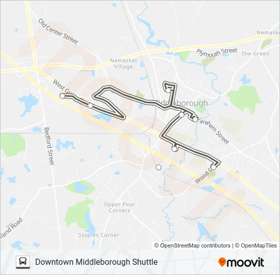 DOWNTOWN MIDDLEBOROUGH SHUTTLE Bus Line Map