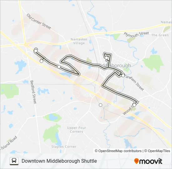 DOWNTOWN MIDDLEBOROUGH SHUTTLE Bus Line Map