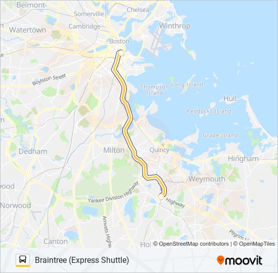 Ruta commuter rail shuttle horarios, paradas y mapas Braintree