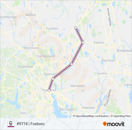 Mapa de FOXBORO EVENT SERVICE de tren