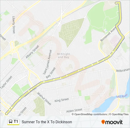 T1 Bus Line Map