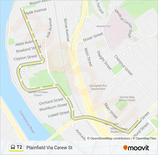 T2 Bus Line Map