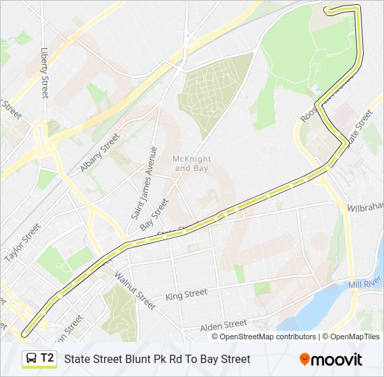 T2 Bus Line Map