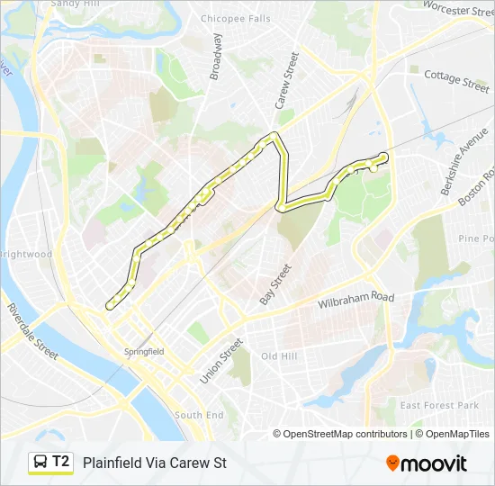 T2 Bus Line Map