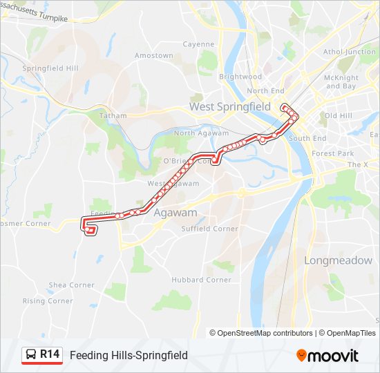 R14 bus Line Map