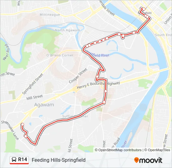 R14 Bus Line Map